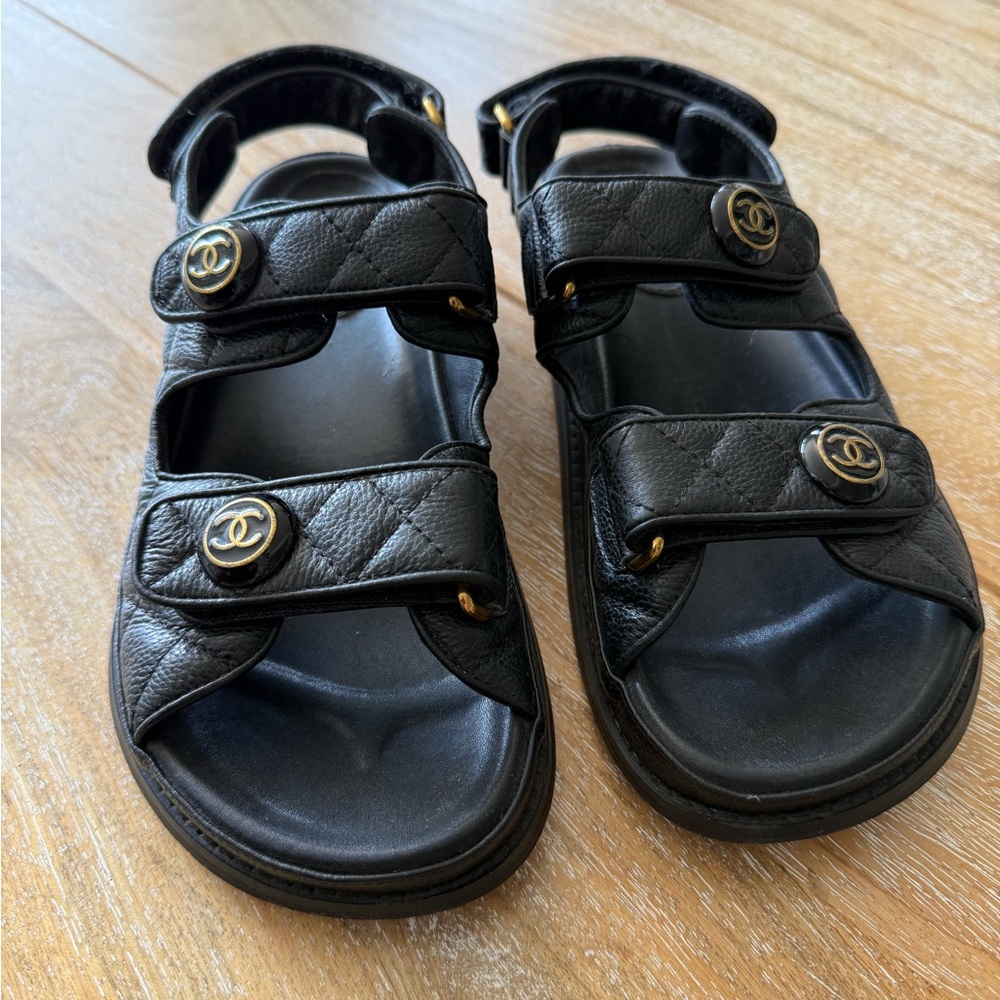 Black Leather Dad Sandals size 40c
